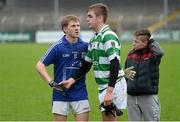 17 November 2013; Podge Collins, Cratloe, exchanges a handshake with Brian Looby, Ballinacourty, after the game. AIB Munster Senior Club Football Championship, Semi-Final, Cratloe, Clare v Ballinacourty, Waterford. Cusack Park, Ennis, Co. Clare. Picture credit: Diarmuid Greene / SPORTSFILE