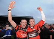 17 November 2013; Mount Leinster Rangers' Gary Kelly, left, and Frank Foley celebrates after the game. AIB Leinster Senior Club Hurling Championship, Semi-Final, Mount Leinster Rangers, Carlow v Ballyboden St Enda's, Dublin. Dr. Cullen Park, Carlow. Picture credit: Pat Murphy / SPORTSFILE