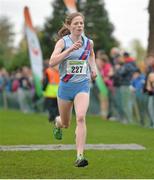 17 November 2013; Siofra Cleirigh Buttner, DSD AC, Dublin, competing in the Junior Women's race at the 2013 Woodie’s DIY Inter County & Juvenile Even Age Cross Country Championships of Ireland. Santry Demesne, Santry, Co. Dublin. Picture credit: Ramsey Cardy / SPORTSFILE