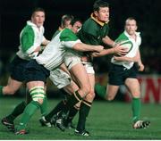 28 November 1998; Christian Stewart, South Africa, in action against Eric Elwood, Ireland. International Rugby Friendly, Ireland v South Africa, Landsdowne Road, Dublin. Picture credit: Matt Browne / SPORTSFILE