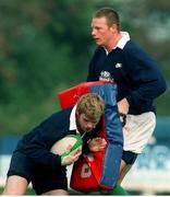22 September 1998; Ireland's Gordon D'arcy in action against team-mate Malcolm O'Kelly, right, during squad training. Ireland Rugby Squad Training, Dr. Hickey Park, Greystones, Co. Wicklow. Picture credit: Matt Browne / SPORTSFILE