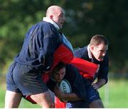 26 October 1998; Ireland's Keith Wood, left, Girvan Dempsey, centre, and Ross Nesdale in action during squad training. Ireland Rugby Squad Training, Westmanstown Sports Centre, Dublin. Picture credit: Matt Browne / SPORTSFILE