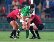 14 November 1998; Paddy Johns, Ireland, is tackled by Vasil Katsadze, left, and Chavleg Djanelidze, Georgia. Rugby World Cup Qualifier, Ireland v Georgia, Lansdowne Road, Dublin. Picture credit: Matt Browne / SPORTSFILE