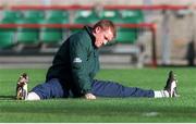 13 November 1998; Ireland's Pat Duignan stretches during squad training. Ireland Rugby Squad Training, Lansdowne Road, Dublin. Picture credit: Aoife Rice / SPORTSFILE