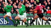 14 November 1998; Pat Duignan, Ireland, in action against Vasil Katsadze, Georgia. Rugby World Cup Qualifier, Ireland v Georgia, Lansdowne Road, Dublin. Picture credit: Matt Browne / SPORTSFILE