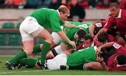 14 November 1998; Ireland's Paul Wallace goes over for his side's first try against Georgia.Rugby World Cup Qualifier, Ireland v Georgia, Lansdowne Road, Dublin. Picture credit: David Maher / SPORTSFILE