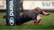31 October 1998; Peter Clohessy, Munster, touches down to score a try against Perpignan. European Rugby Cup, Munster v Perpignan, Thomond Park, Limerick. Picture credit: Matt Browne / SPORTSFILE