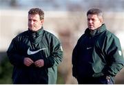 25 November 1998; Ireland head coach Warren Gatland with selector Philip Danaher, left, during squad training. Ireland Rugby Squad Training, Kings Hospital, Dublin. Picture credit: David Maher / SPORTSFILE