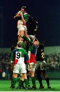 24 November 1998; Mick Galwey, Combined Provinces, wins possession in the line-out against Philip Smith, South Africa. Rugby fiendly, Combined Provinces v South Africa, Musgrave Park, Cork. Picture credit: Matt Browne / SPORTSFILE