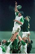 1 December 1998; Jeremy Davidson, Ireland, wins possession in the line-out against Johnny Trystman, South Africa. International Friendly, Ireland A v South Africa A, Ravenhill Park, Belfast. Picture credit: Matt Browne / SPORTSFILE