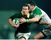 1 December 1998; Chad Alcock, South Africa, is tackled by David Corkery, Ireland. International Friendly, Ireland A v South Africa A, Ravenhill Park, Belfast. Picture credit: Matt Browne / SPORTSFILE