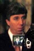 19 January 2005; John Delaney, interim FAI Chief Executive Officer, pictured through the viewfinder of a video camera at the announcement by the FAI of a major sponsorship agreement with Umbro valued at a minimum 10 million euro over the next six years. Berkley Court Hotel, Dublin. Picture credit; David Maher / SPORTSFILE