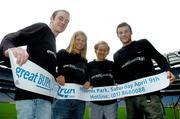 19 January 2005; Irish cross country athletes Mark Christie, left, and Jolene Byrne, second from left, with Australian athletes Benita Johnson, Australia, World Cross Country Champion, second from right, and Craig Mottram, Australian 5000m record holder, right, at the launch of the BUPA Great Ireland Run which will take place on Saturday 9th April 2005, in the Phoenix Park, Dublin. Croke Park, Dublin. Picture credit; Pat Murphy / SPORTSFILE
