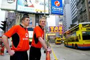 20 January 2005; Sean Cavanagh, left, Tyrone, and Padraig Clancy, Laois, members of the Vodafone All-Stars teams, out shopping in Hong Kong. Picture credit; Ray McManus / SPORTSFILE