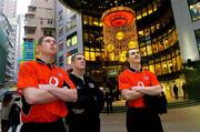 20 January 2005; Sean Cavanagh, left, Philip Jordan, centre, both Tyrone, and Westmeath's Dessie Dolan, members of the Vodafone All-Stars teams, out shopping in Hong Kong. Picture credit; Ray McManus / SPORTSFILE