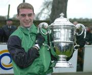 20 January 2005; Niall Madden pictured with Thyestes Cup after winning the Goulding Thyestes Handicap Steeplechase. Gowran Park, Co. Kilkenny. Picture credit; Matt Browne / SPORTSFILE