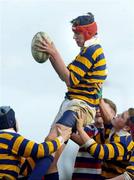 20 January 2005; Joe Glennon, Skerries Community College, wins the possession in the line-out. Leinster Schools Vinnie Murray Senior Cup, Templeogue College v Skerries Community College, Dr Hickey Park, Greystones, Co. Wicklow. Picture credit; Damien Eagers / SPORTSFILE