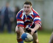 20 January 2005; Kevin Boner, Templeogue College scrum half, releases the ball. Leinster Schools Vinnie Murray Senior Cup, Templeogue College v Skerries Community College, Dr. Hickey Park, Greystones, Co. Wicklow. Picture credit; Damien Eagers / SPORTSFILE