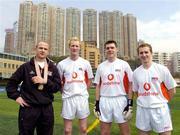 21 January 2005; Laois players, from left, Tom Kelly, Padraig Clancy, Fergal Byron and Joe Higgins after training in advance of the  2004 Vodafone All-Stars Exhibition Game, 2003 Vodafone All-Stars v 2004 Vodafone All-Stars, Hong Kong Football Club, Hong Kong, China. Picture credit; Ray McManus / SPORTSFILE