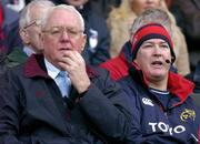 15 January 2005; Munster coach Alan Gaffney and assistant coach Brian Hickey, right, watch their side in action against NEC Harlequins. Heineken European Cup 2004-2005, Round 6, Pool 4, NEC Harlequins v Munster, Twickenham, England. Picture credit; Brendan Moran / SPORTSFILE