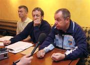 24 January 2005; Referees Aodhan Mac Suibhne, right and Pat McEnaney, left, with GAA President Sean Kelly at the  Football / Hurling Task Force Press Conference. The Excelsior Hotel, Causeway Bay, Hong Kong, China. Picture credit; Ray McManus / SPORTSFILE
