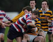 25 January 2005; Michael Halloran, Templeogue, in action against John Gavin, Skerries Community College. Leinster Schools Vinnie Murray Senior Cup Replay, Templeogue v Skerries Community College, Coolmine RFC, Dublin. Picture credit; Pat Murphy / SPORTSFILE