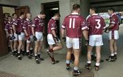 23 January 2005; Westmeath players line up outside their dressing room as they wait for the Laois team to finish having their picture taken. O'Byrne Cup Final, Westmeath v Laois, Cusack Park, Mullingar, Co. Westmeath. Picture credit; David Maher / SPORTSFILE