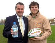 26 January 2005; Irish Rugby International Gordon D'Arcy with Kern Kinnear, Volvic, at the launch of the Volvic Tag Rugby Summer League. Terrenure Rugby Club, Dublin. Picture credit; Pat Murphy / SPORTSFILE