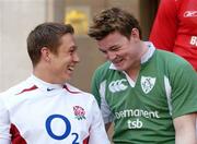 26 January 2005; Ireland captain Brian O'Driscoll in conversation with England's Jonny Wilkinson. 2005 RBS Six Nations Rugby Championship Launch, Dean's Yard, Westminster, London, England. Picture credit; Brendan Moran / SPORTSFILE