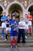 26 January 2005; Captains from the Six Nations with the Championship trophy, from left, Marco Bortolami, Italy, Gordon Bulloch, Scotland, Fabien Pelous, France, Jonny Wilkinson, standing in for England captain Jason Robinson, Brian O'Driscoll, Ireland, and Gareth Thomas, Wales. 2005 RBS Six Nations Rugby Championship Launch, Dean's Yard, Westminster, London, England. Picture credit; Brendan Moran / SPORTSFILE