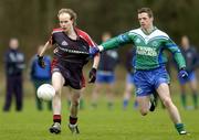27 January 2005; Francis Kelly, Trinity College Dublin, in action against David Glennon, Athlone IT. Datapac Sigerson Cup, Preliminary Round, Trinity College Dublin v Athlone IT, Santry Avenue, Dublin. Picture credit; Brian Lawless / SPORTSFILE