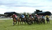 27 January 2005; Paddleurowncanoe, (extreme left), with Barry Geraghty up, leads the field first time around during the Gain Recovery Plus Hurdle, Thurles Racecourse, Co. Tipperary. Picture credit; Matt Browne / SPORTSFILE