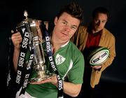 26 January 2005; Ireland captain Brian O'Driscoll and coach Eddie O'Sullivan with the RBS Six Nations Championship trophy. Picture credit; SPORTSFILE