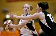 28 January 2005; Ciara Fenton, Dart Killester, in action against Muriossa Galwey, Mustang Sally's St Paul's. National Cup, Senior Women's Semi-Final, Mustang Sally's St. Paul's, Killarney v Dart Killester, ESB Arena, Tallaght, Dublin. Picture credit; Brendan Moran / SPORTSFILE