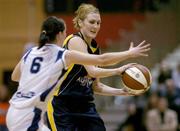 28 January 2005; Dearbhla Breen, UL Aughinish, in action against Denise Walsh, Vienna Woods Glanmire. National Cup, Senior Women's Semi-Final, UL Aughinish, Limerick v Vienna Woods Glanmire, Cork, ESB Arena, Tallaght, Dublin. Picture credit; Brendan Moran / SPORTSFILE