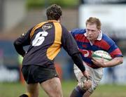 29 January 2005; Donavon Rossi, Clontarf, in action against Trevor Richardson, Buccaneers. AIB All Ireland League 2004-2005, Division 1, Clontarf v Buccaneers, Castle Avenue, Dublin. Picture credit; Damien Eagers / SPORTSFILE