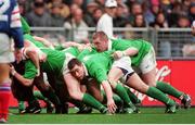 7 March 1998; Ireland's Andy Ward and Victor Costello, right, in action against France. Five Nations Rugby Championship, France v Ireland, Stade De France, Paris, France. Picture credit: Brendan Moran / SPORTSFILE
