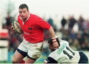 13 December 1998; David Corkery, Munster, is tackled by Benjamin L'hande, Colomiers. European Rugby Cup, Colomiers v Munster, Stade Toulouse, Toulouse, France. Picture credit: Matt Browne / SPORTSFILE