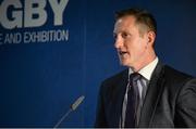 18 November 2013; Will Greenwood, England Rugby 2015 Ambassador, speaking at the IRB World Rugby conference and exhibition, Ballsbridge Hotel, Dublin. Picture credit: Ramsey Cardy / SPORTSFILE
