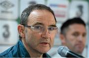 18 November 2013; Republic of Ireland manager Martin O'Neill speaking during a press conference ahead of their international friendly game against Poland on Tuesday. Republic of Ireland Press Conference, Municipal Stadium, Poznan, Poland. Picture credit: David Maher / SPORTSFILE