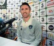 18 November 2013; Republic of Ireland's Robbie Keane speaking during a press conference ahead of their international friendly game against Poland on Tuesday. Republic of Ireland Press Conference, Municipal Stadium, Poznan, Poland. Picture credit: David Maher / SPORTSFILE