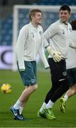 18 November 2013; Republic of Ireland's James McClean and goalkeeper Kieren Westwood during squad training ahead of their international friendly against Poland on Tuesday. Republic of Ireland Squad Training, Municipal Stadium, Poznan, Poland. Picture credit: David Maher / SPORTSFILE