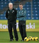 18 November 2013; Republic of Ireland assistant manager Roy Keane and goalkeeping coach Seamus McDonagh during squad training ahead of their international friendly against Poland on Tuesday. Republic of Ireland Squad Training, Municipal Stadium, Poznan, Poland. Picture credit: David Maher / SPORTSFILE