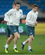 18 November 2013; Republic of Ireland's Seamus Coleman, left, and James McClean in action during squad training ahead of their international friendly against Poland on Tuesday. Republic of Ireland Squad Training, Municipal Stadium, Poznan, Poland. Picture credit: David Maher / SPORTSFILE
