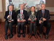 18 November 2013; Recipients, from left to right, Dr. Noel Cawley, John Hughes, Tom Hurley and William Micklem after they were presented with their HSI Awards. HSI Annual Breeder Awards, Bloomfield House Hotel, Mullingar, Co. Westmeath. Picture credit: Barry Cregg / SPORTSFILE