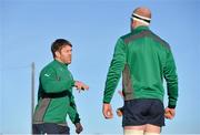 19 November 2013; Ireland's Sean O'Brien, left, in conversation with Paul O'Connell during squad training ahead of their Guinness Series International match against New Zealand on Sunday. Ireland Rugby Squad Training, Carton House, Maynooth, Co. Kildare. Picture credit: Brendan Moran / SPORTSFILE