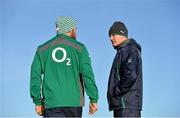 19 November 2013; Ireland head coach Joe Schmidt, right, in conversation with Gordon D'Arcy during squad training ahead of their Guinness Series International match against New Zealand on Sunday. Ireland Rugby Squad Training, Carton House, Maynooth, Co. Kildare. Picture credit: Brendan Moran / SPORTSFILE