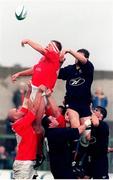 26 September 1998; Mick O'Driscoll, Munster, wins possession in the line-out against Adam Jackson, Neath. European Rugby Cup, Munster v Neath, Musgrave Park, Cork. Picture credit: Matt Browne / SPORTSFILE