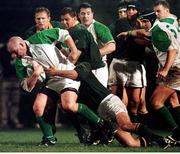 1 December 1998; Ireland's John Hayes is tackled by South Africa's Chad Alcock. International Friendly, Ireland A v South Africa A, Ravenhill Park, Belfast. Picture credit: Matt Browne / SPORTSFILE