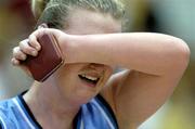 29 January 2005; A dejected Louise O'Toole, Bausch and Lomb Wildcats, after her sides defeat to Sligo Allstars. National Cup, Junior Women's Final, Sligo Allstars v Bausch and Lomb Wildcats, Waterford, ESB Arena, Tallaght, Dublin. Picture credit; Brendan Moran / SPORTSFILE
